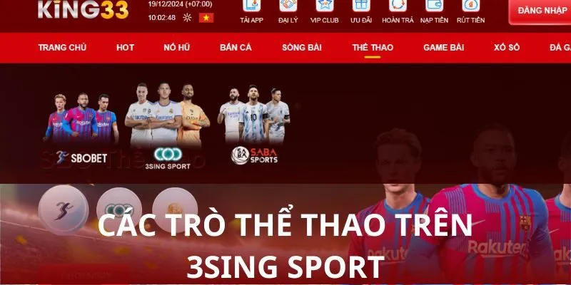 Các trò thể thao được chơi nhiều nhất trên 3Sing Sport