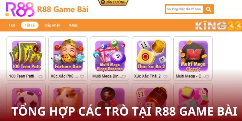 Điểm danh các trò chơi HOT nhất tại sảnh R88 game bài