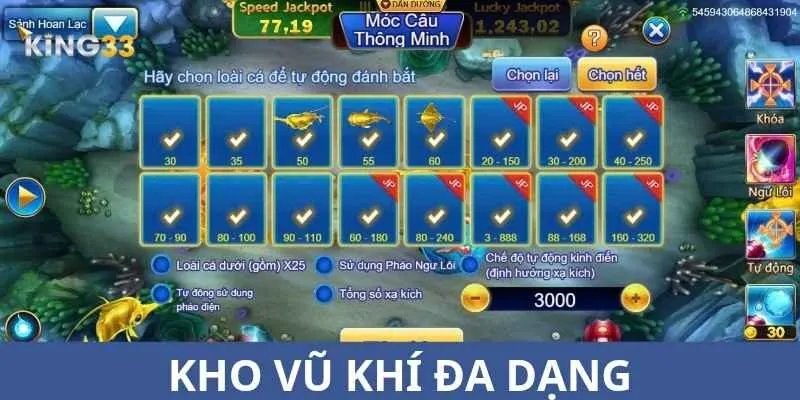 Kho vũ khí đa dạng